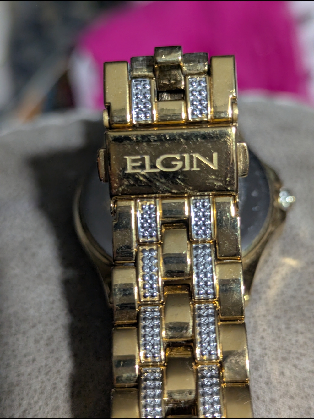 Gent's Gold & Crystal Skeleton Dial Watch by Elgin - Picture 4 of 13